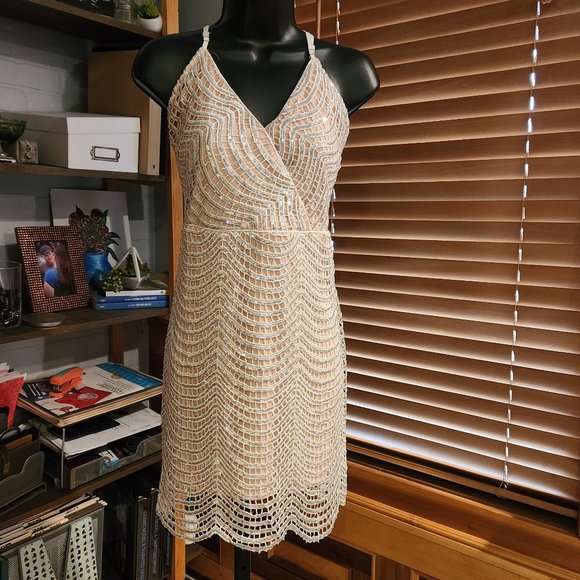 Lele White and Silver Sequin Mini Dress - Picture 3 of 8